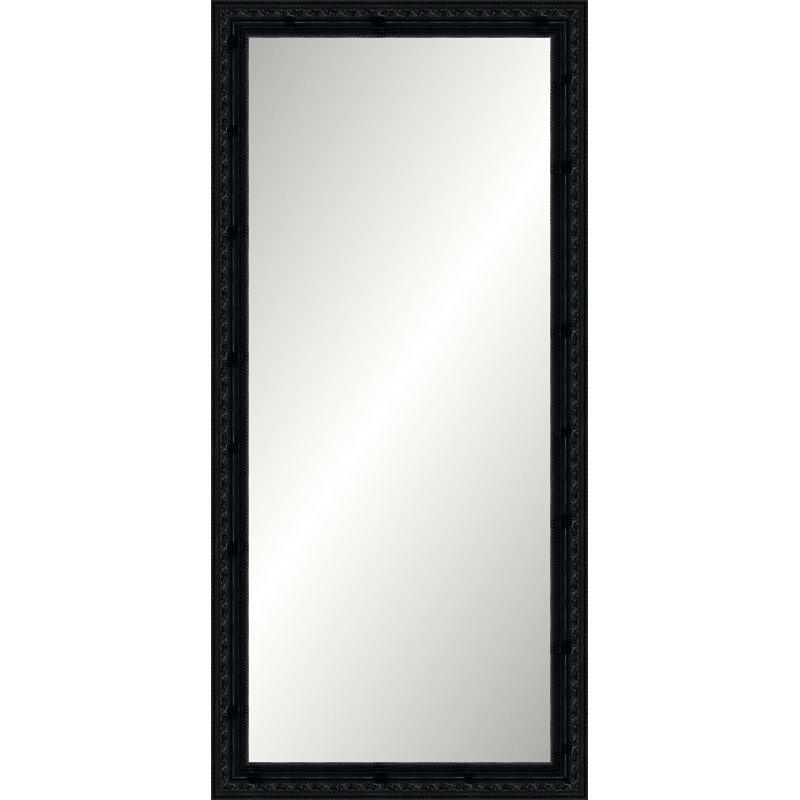 Glossy Black Gallery Mirror, Wide Leaner