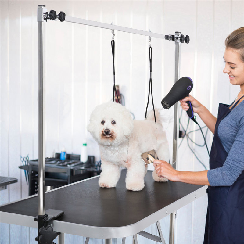 177cm H x 118cm W x 60.9cm D Adjustable and Foldable Dog Folding Grooming Table, Black