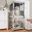 Enceinte d'extérieur pour chat avec roues, grande cage à chat en bois de 74,8 po, maisonnette à plusieurs niveaux avec plateformes, portes verrouillables et plateau amovible en PVC-641748176-641748175