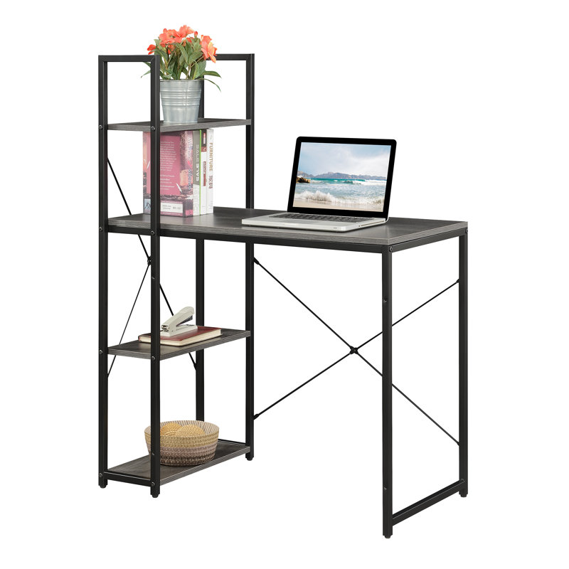 Bureau pour station de travail avec tablettes Gerell, Gris / noir