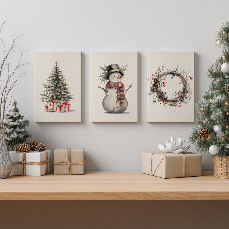 Ensemble de 3 impressions sur toile Jolly Little Trio, Toile tendue, Toile tendue, H 18 po x l 36 po