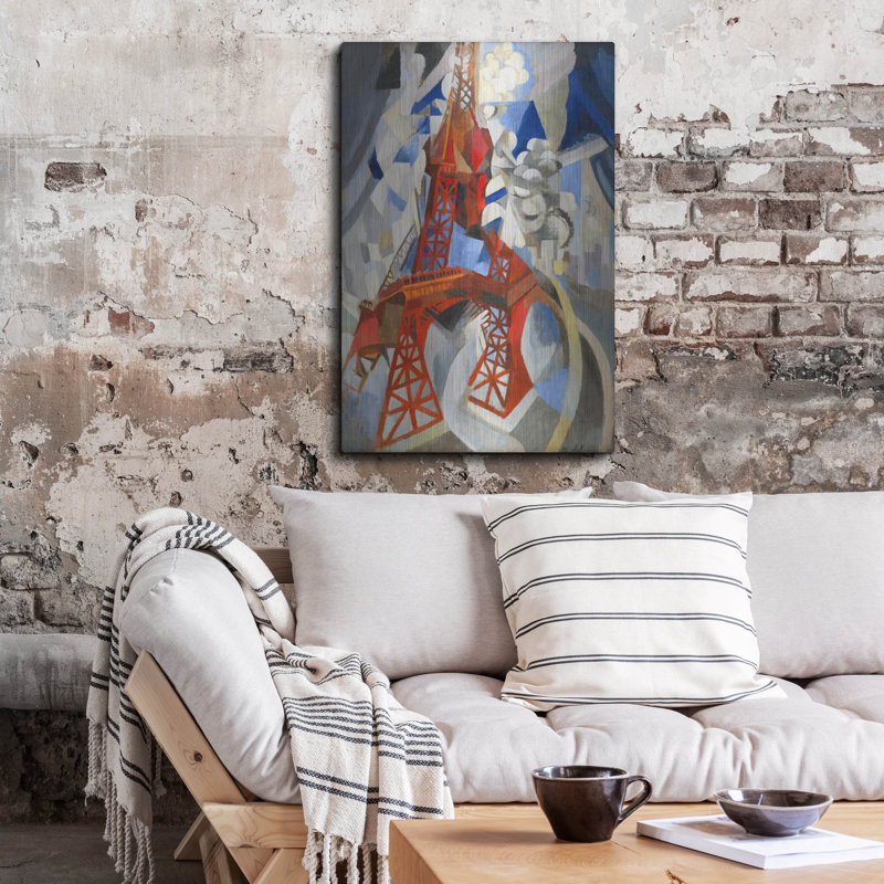 «Lark Manor» «Red Eiffel Tower» par Robert Delaunay, art mural en métal, H 36 po x l 24 po
