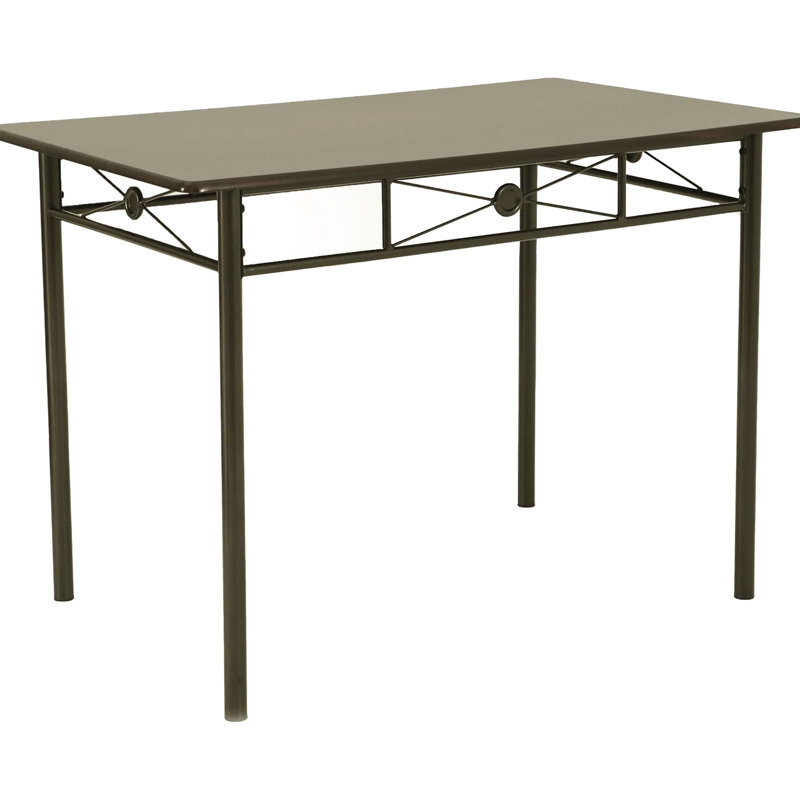 Noyer et bronze foncé 4 salles à manger - Table rectangulaire et base en métal 5 pièces, 4 places, pour la maison