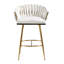 Tabouret de bar beige à dossier ondulé de 26 po, base chromée dorée, matériau de la peau, coussin à rebond élevé, pieds réglables, tabouret de velours, de dossier et de repose-pieds confortable pour la chambre à coucher et le bureau