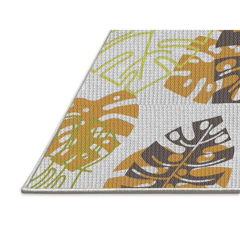 Tapis brun / jaune / gris à motif floral Crew Park, Rectangle 7 pi x 9 pi