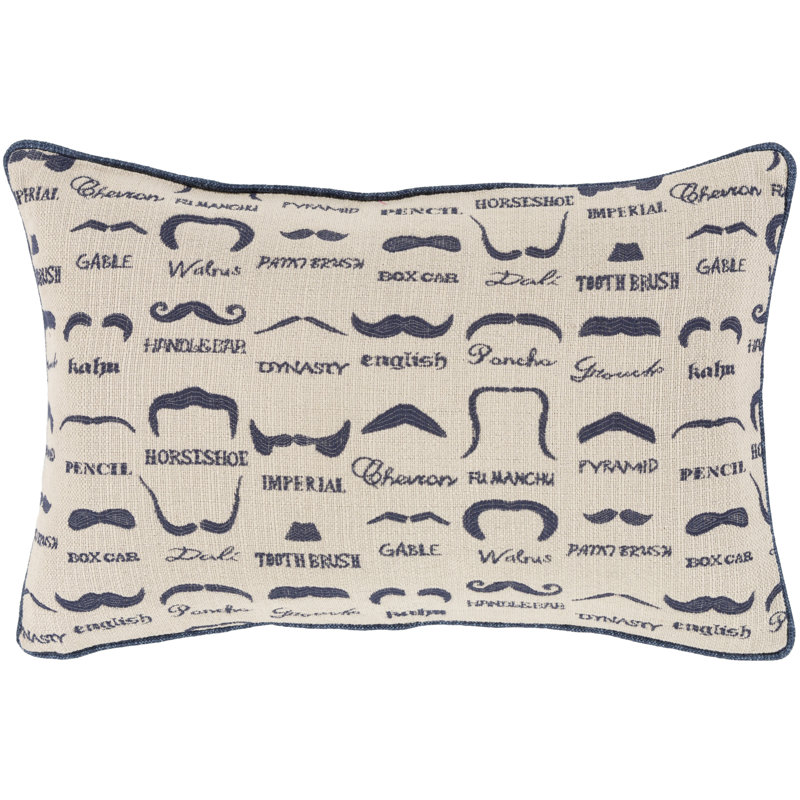 Wax That Stache Abstract Throw Pillow, Blue\Neutral, No Fill