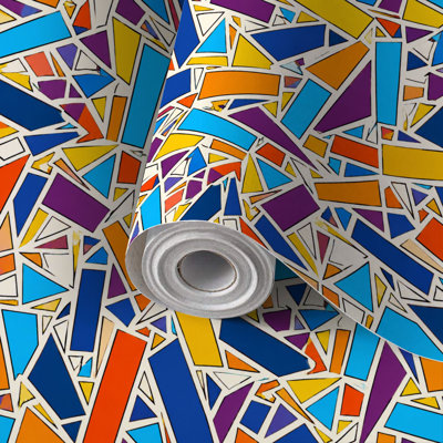 Peel and Stick Wallpaper Contact Paper Colorful stained glass window Abstract stained glass Art Nouveau Self Adhesive and Removable 17.7in x 118in(45x300cm)