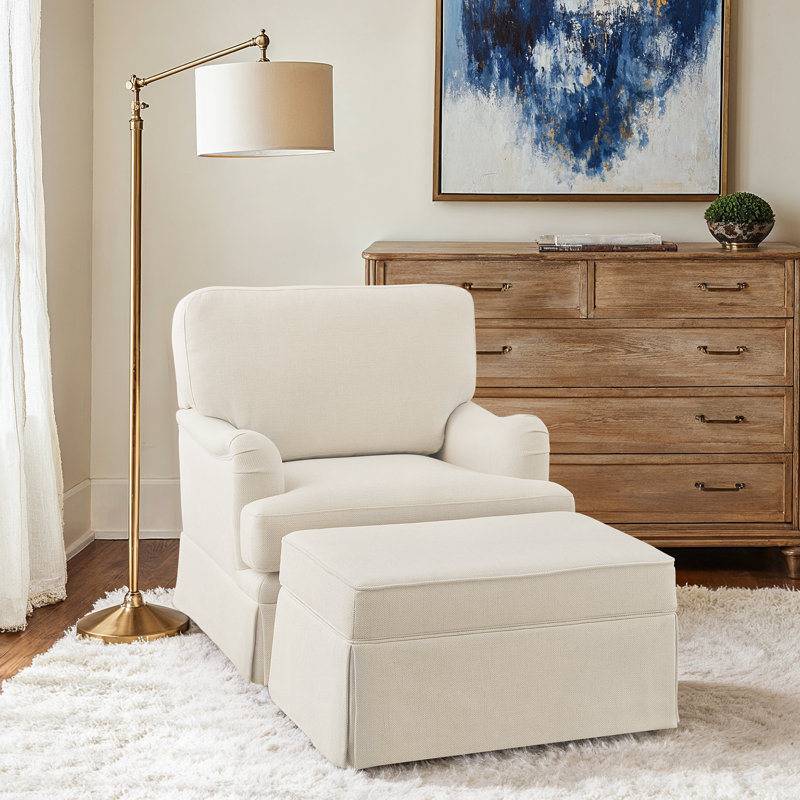Fauteuil demi-tonneau pivotant avec repose-pieds 32,7 po, Lin beige