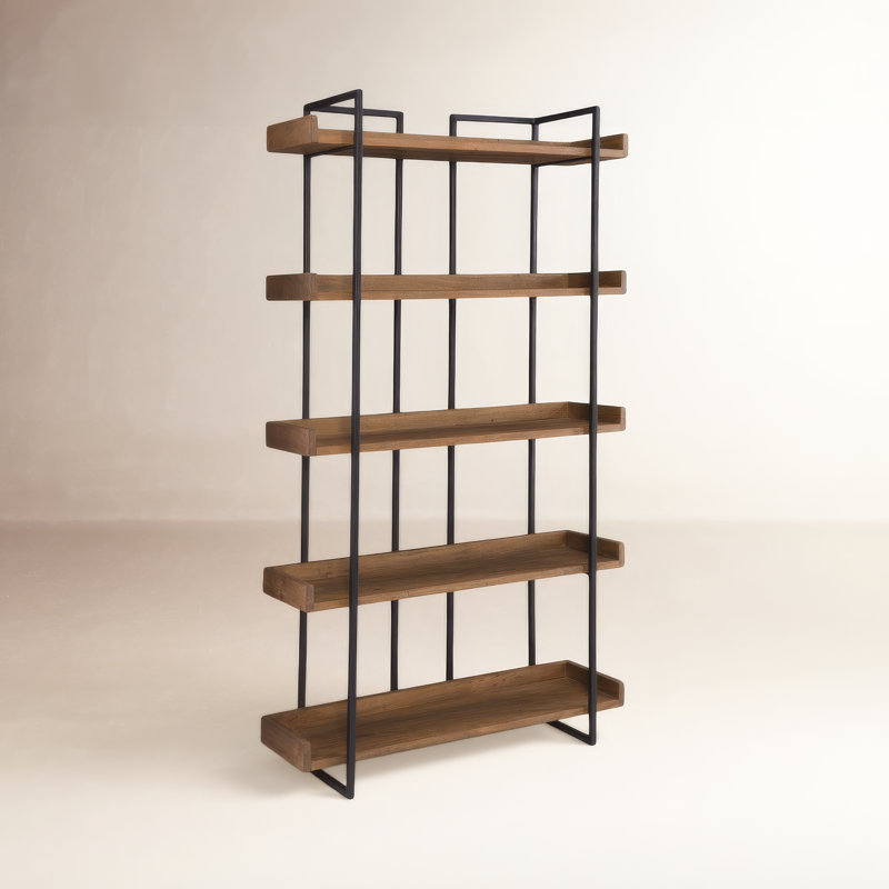 Bibliothèque en bois massif Berrien, (5 tablettes) H 75 po x l 44 po x P 13,5 po