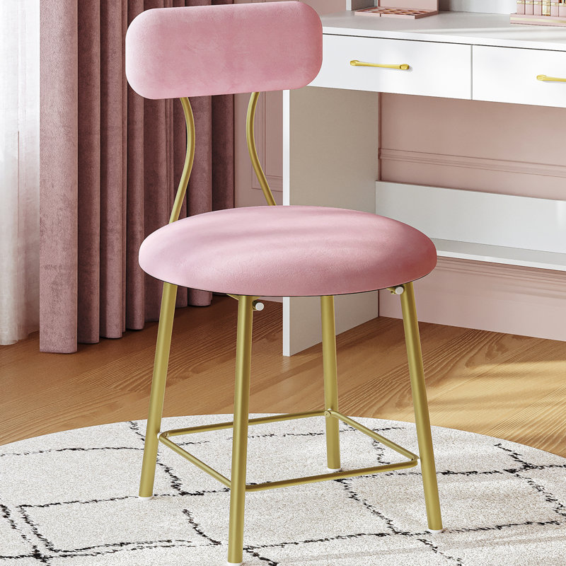 Dressing Table Chair with White Legs, Vanity Chair Stool with Soft Padding, Makeup Dressing Table Stool for Bedroom, Living Room