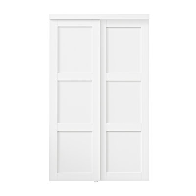 Porte coulissante à 3 panneaux 48 po x 80 po avec quincaillerie complète, pré-fini, sans assemblage requis