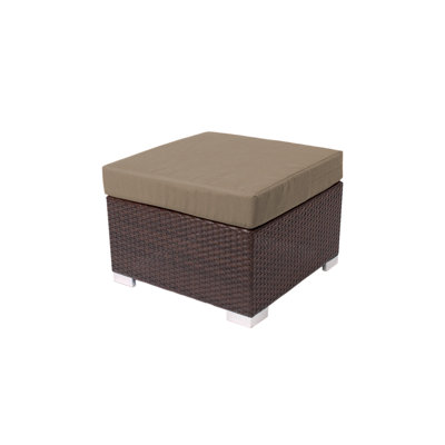 Repose-pieds d'extérieur en osier avec coussin Sunbrella