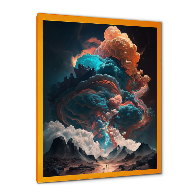 «Futuristic Landscape in Space V», reproduction sur toile, L 12 po x H 20 po, Cadre photo doré