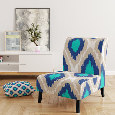 Fauteuil de chambre rembourré à motif Ikat Ogee