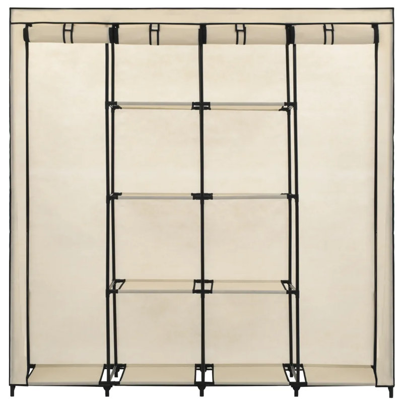4 Door Iron Wardrobe, Cream