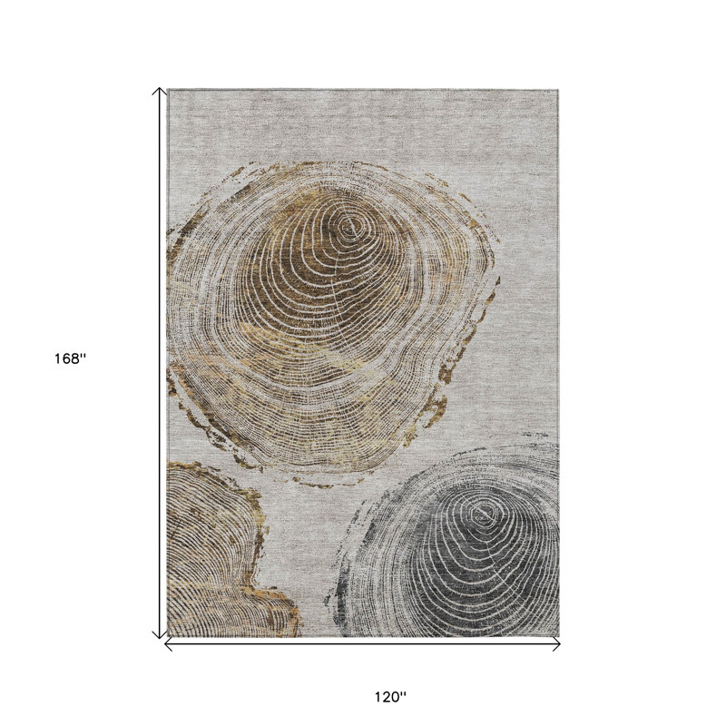 Tapis extérieur lavable abstrait taupe gris et brun 10 pi x 14 pi