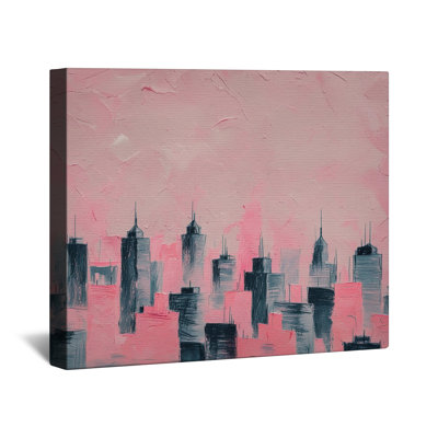 Toile rose avec croquis de paysage urbain