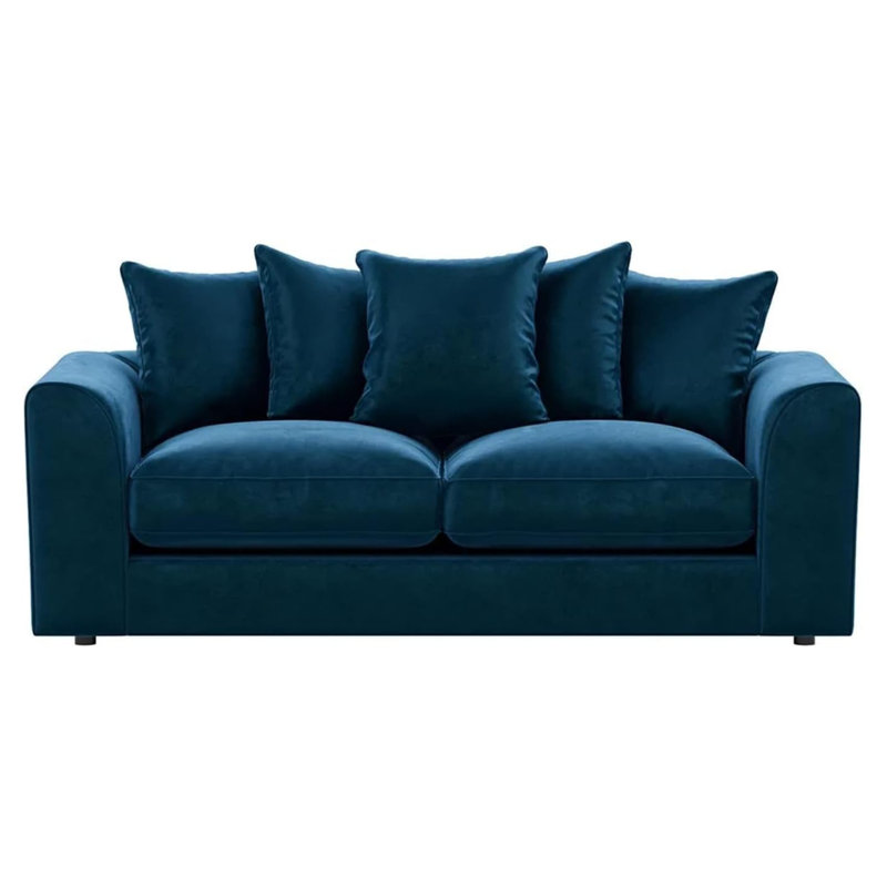 3 Seater Velvet Sofa, Blue