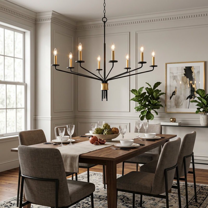 Lustre noir mat 8 lumières Alexander