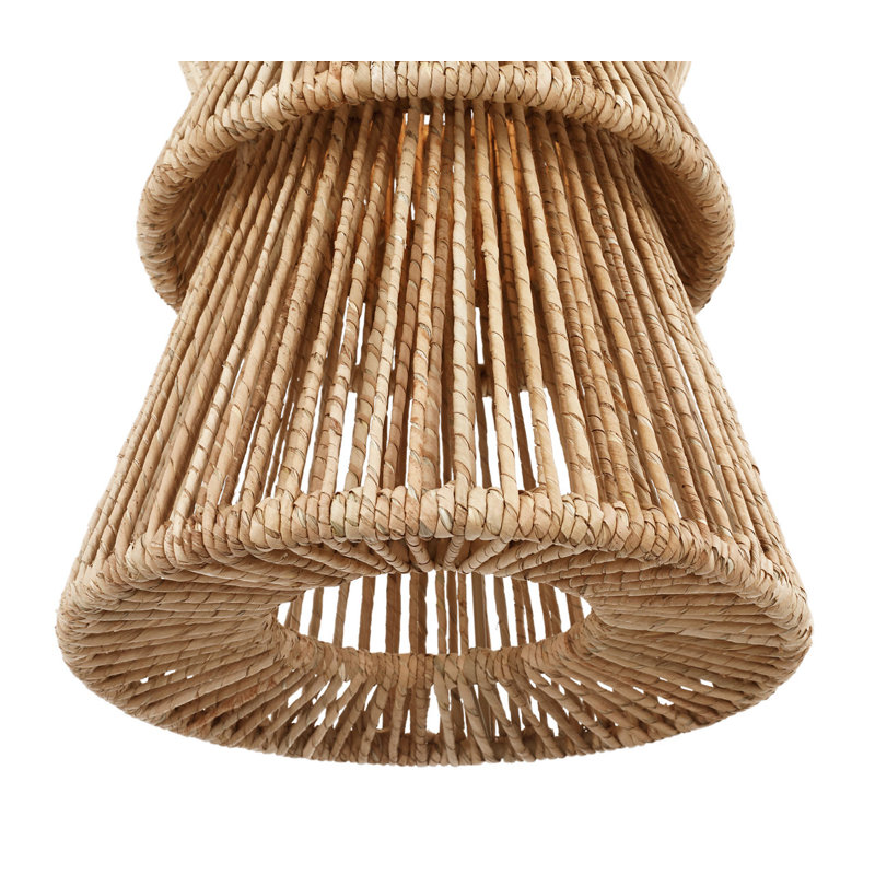 Antigua 11" Pendant in Natural Abaca, Bronze