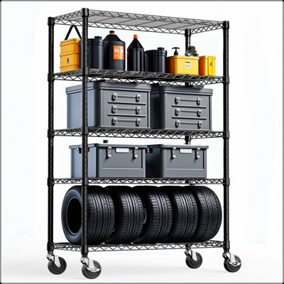 Heavy Duty 5-Shelf Wire Shelving Unit, Adjustable and Durable for Garage, Kitchen, and Pantry Storage