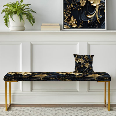 Paisley Filigree Gold And Black - Paisley Upholstered Gold Bench