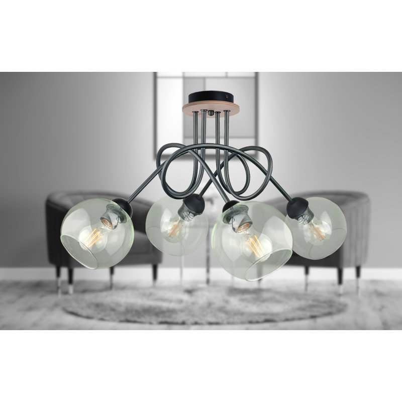 Bernadett Glass Semi Flush Mount, Clear