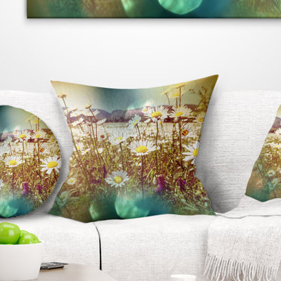 Chamomile Flowers in Summer Garden Printed Pillow