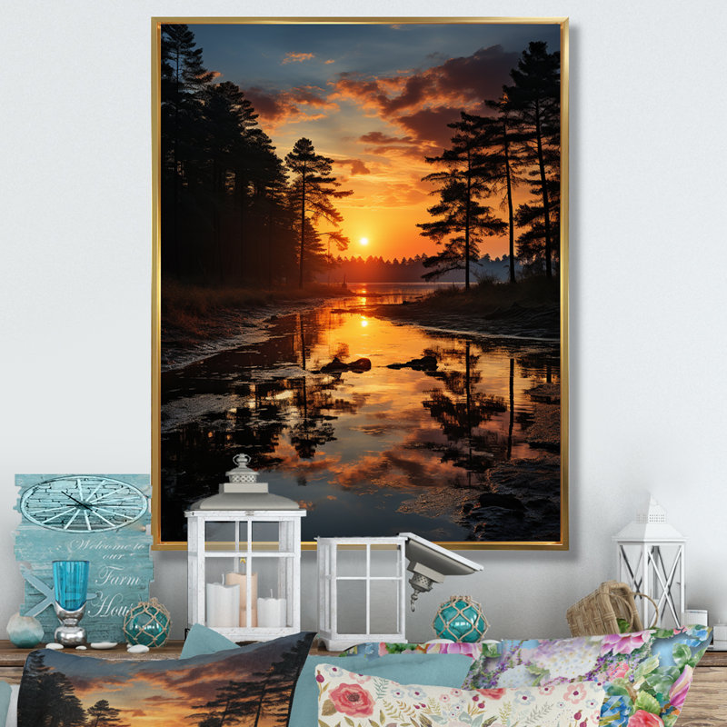 «Umashik Sunrise Tranquility», reproduction sur toile, H 20 po x l 12 po x P 1 po, Cadre flottant doré