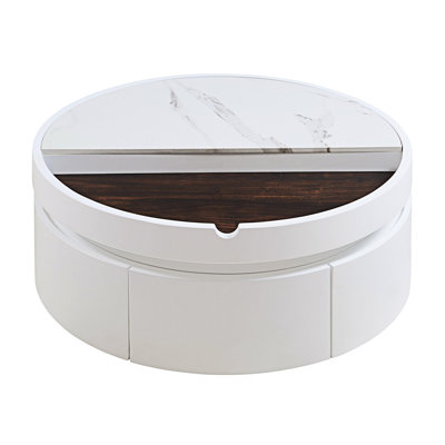 Table basse ronde avec tiroir