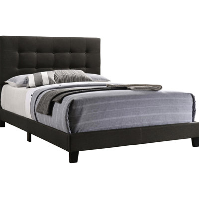 Full Charcoal Bedroom Bed - Sleek And Comfortable With Upholstered Headboard Base Size For Contemporary Modern Wood Legs