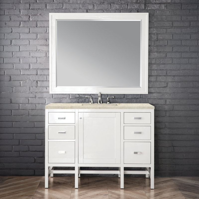 Addison 48'' W Single Vanity, Glossy White, 8" Widespread, Tajnar Eclos