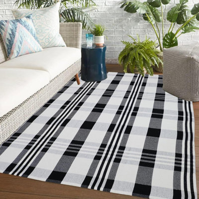 Fall Décor Plaid Rug, Check Indoor/Outdoor Area Rug, Layering Rug For Hello/Welcome Door Mat, Machine Washable Cotton Woven Rugs For Farmhouse Front Porch, Entryway