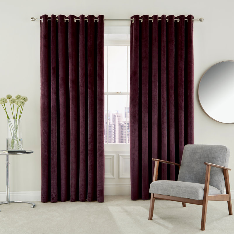Escala Lined Curtains 66X54''sage, Mulberry, 168cm Width x 228cm Drop