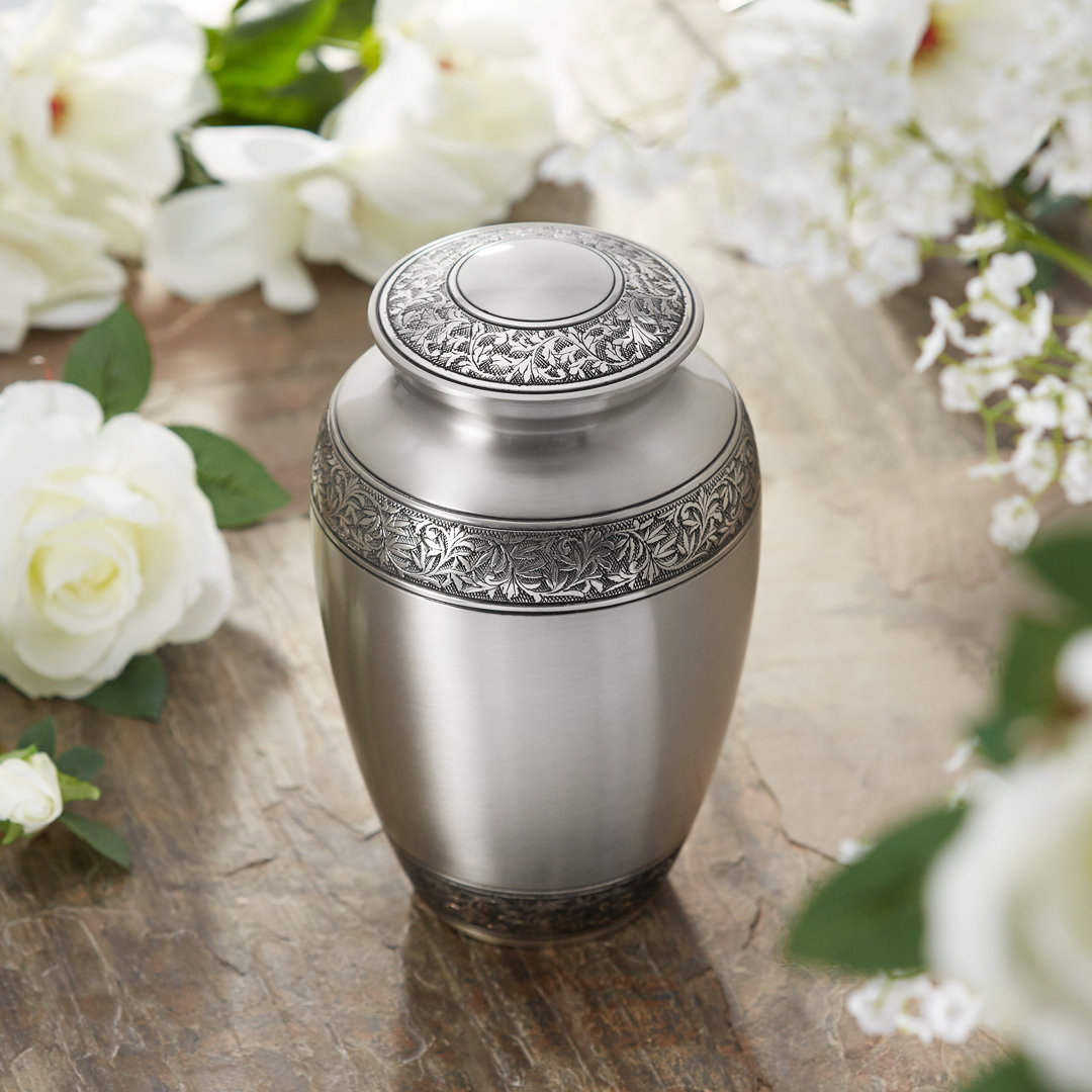 Decorative Full-sized Memorial Urn, Silver Reminded