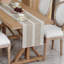 Chemin de table tressé à rayures et à broderie rustique pour décorations-677956126-677956125