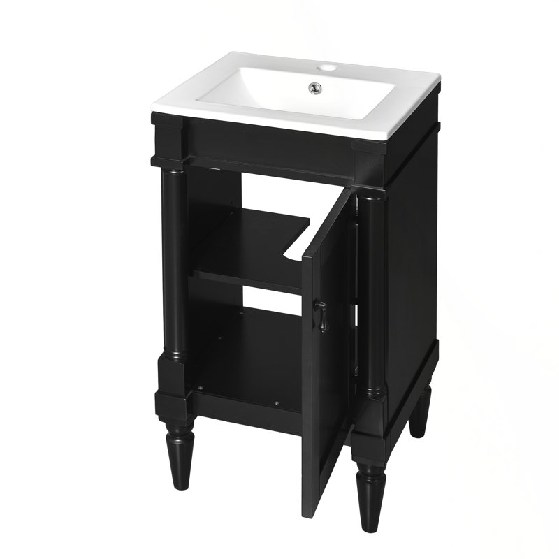 Compact And Stylish Bathroom Vanity With Practical Storage And Durable Construction, Black