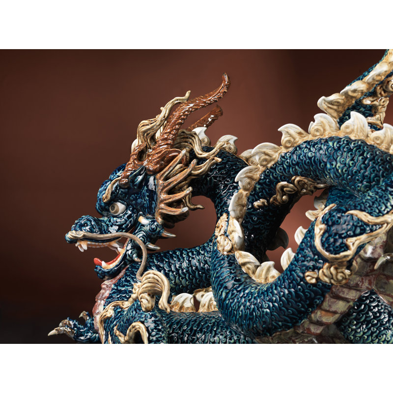Great Dragon Sculpture, Blue Enamel