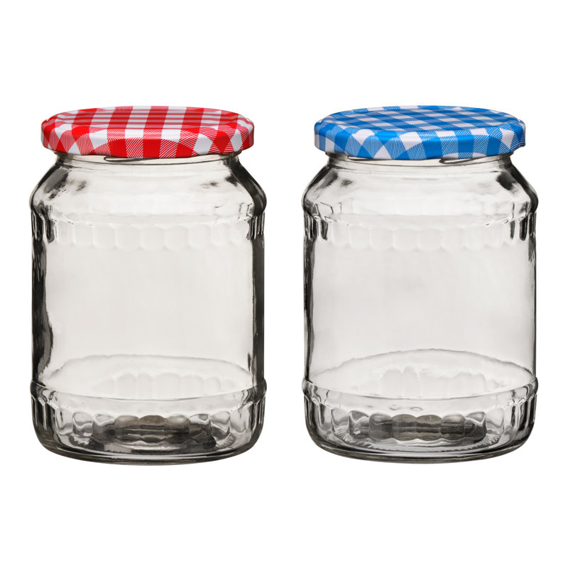 Glass Jar, Clear/Blue