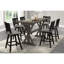 Table de salle à manger rectangulaire à hauteur de comptoir avec finition grise, bois massif, 6 chaises en bois gris vieilli, rectangulaire, sièges
