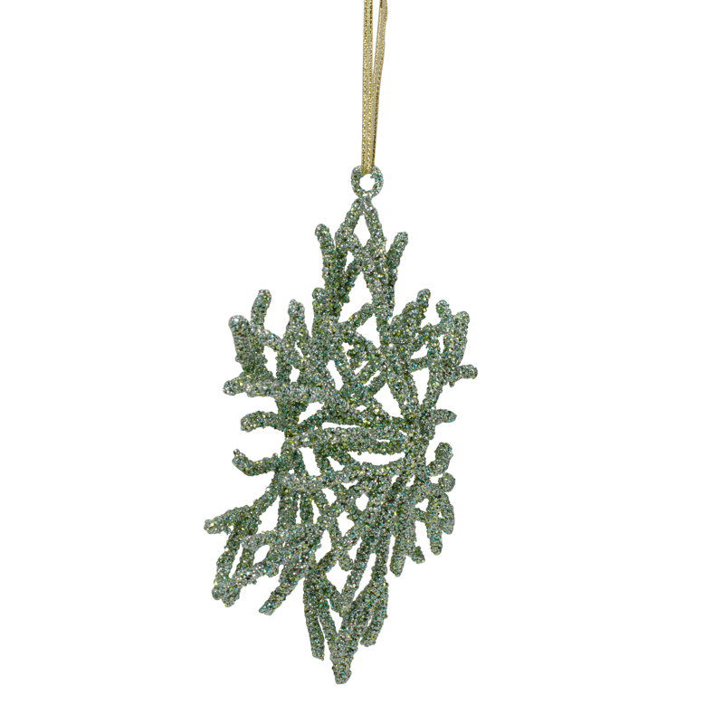 Ornement de Noël flocon de neige vert 7,5 "7,5"