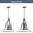 11"W Machara 1-Light Mercury Glass Cone Pendant