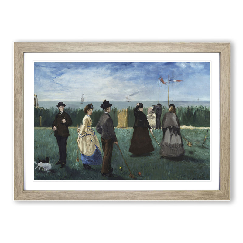 Croquet at Boulogne by Edouard Manet - Picture Frame Painting, Oak Framed, 48cm H x 65cm W x 2cm D