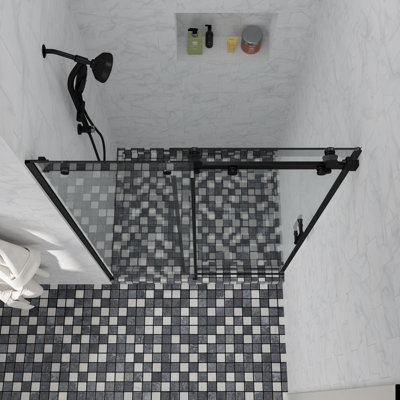 48" - 48 4/5" W x 76" H Single Sliding Shower Door Frameless Shower Door with 8mm Tempered Glass Shower Door