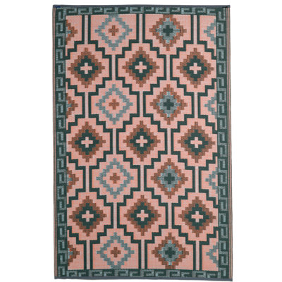 Green/Light Pink/Teal Area Rug