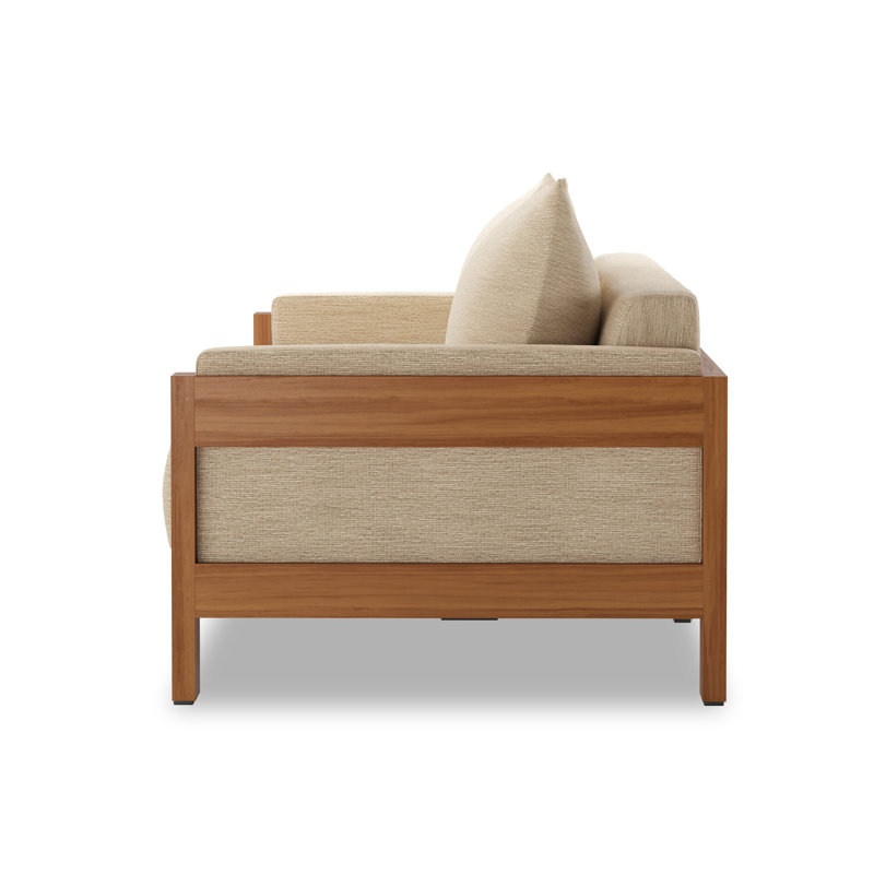 Chapman 106" Wide Outdoor Teak Patio Sofa with Cushions