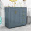 Meuble-lavabo de salle de bain avec lavabo en céramique, 3 tiroirs et armoire à portes à fermeture douce-1395037320