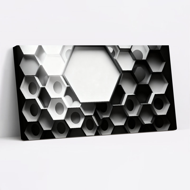 Motif géométrique hexagonal abstrait, reproduction d'art sur toile tendue sur toile, ensemble de 1, H 12 po x l 36 po