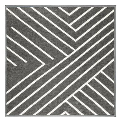  Tapis gris lavable rayé gris