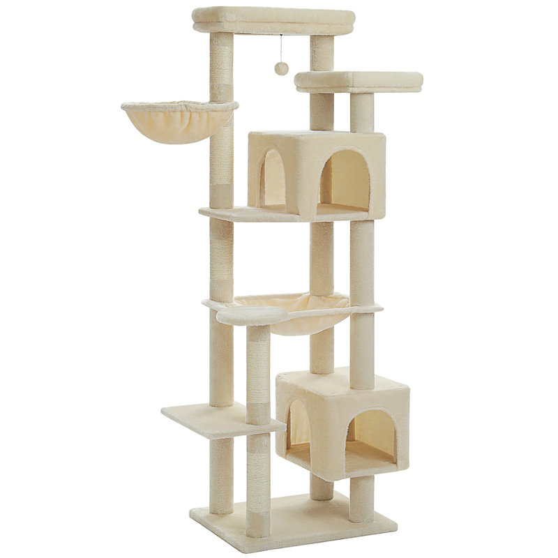 Grand arbre à chat pour grands chats d'intérieur, tour de chat pour chats adultes avec super grand hamac, tour d'arbre d'escalade pour chat avec poteaux à griffer, maisonnette et grand perchoir supérieur